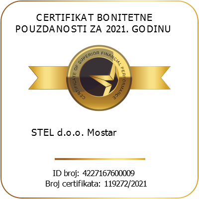 Certifikat bonitetne pouzdanosti za 2021. godinu
